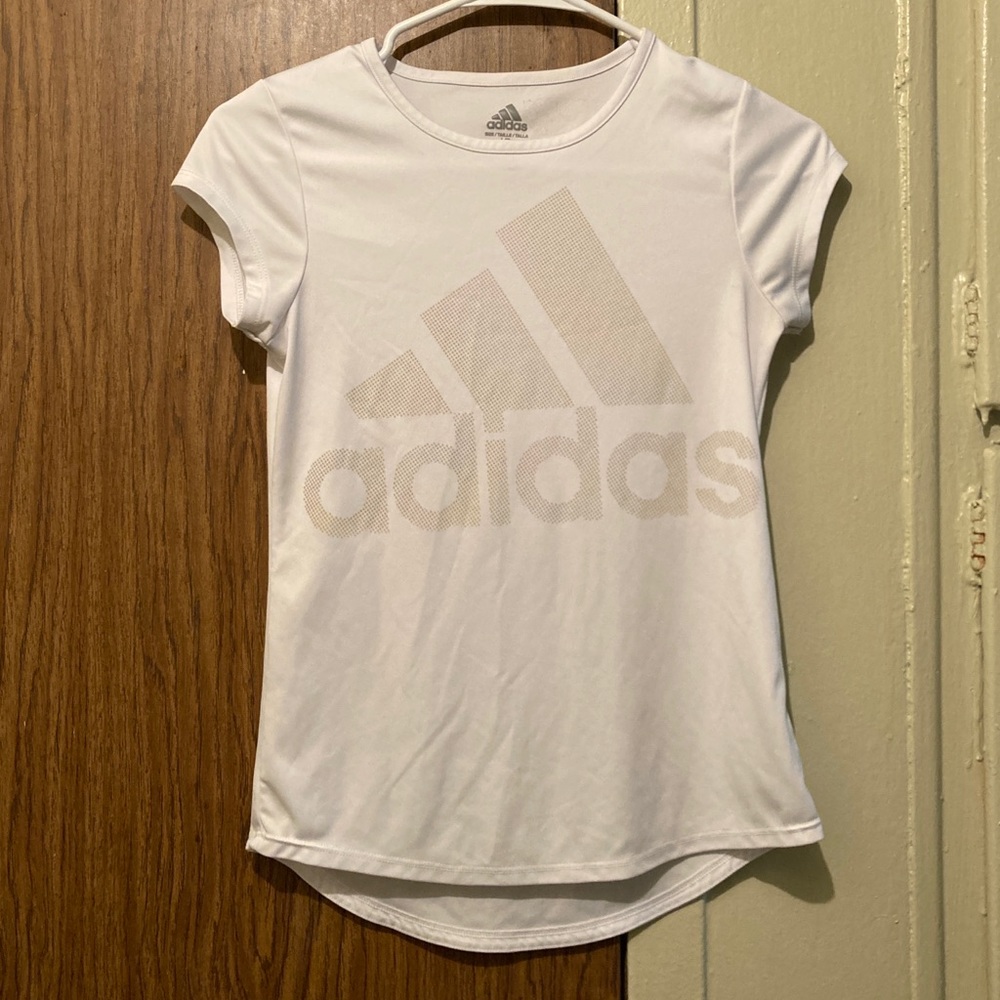 Adidas Climalite Trefoil Embroidered Shirt Size Large Kids White